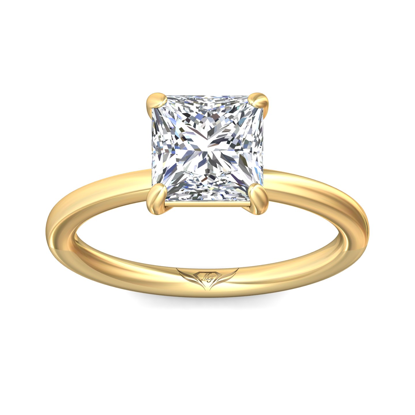 14K Yellow Gold Princess Diamond Engagement Ring