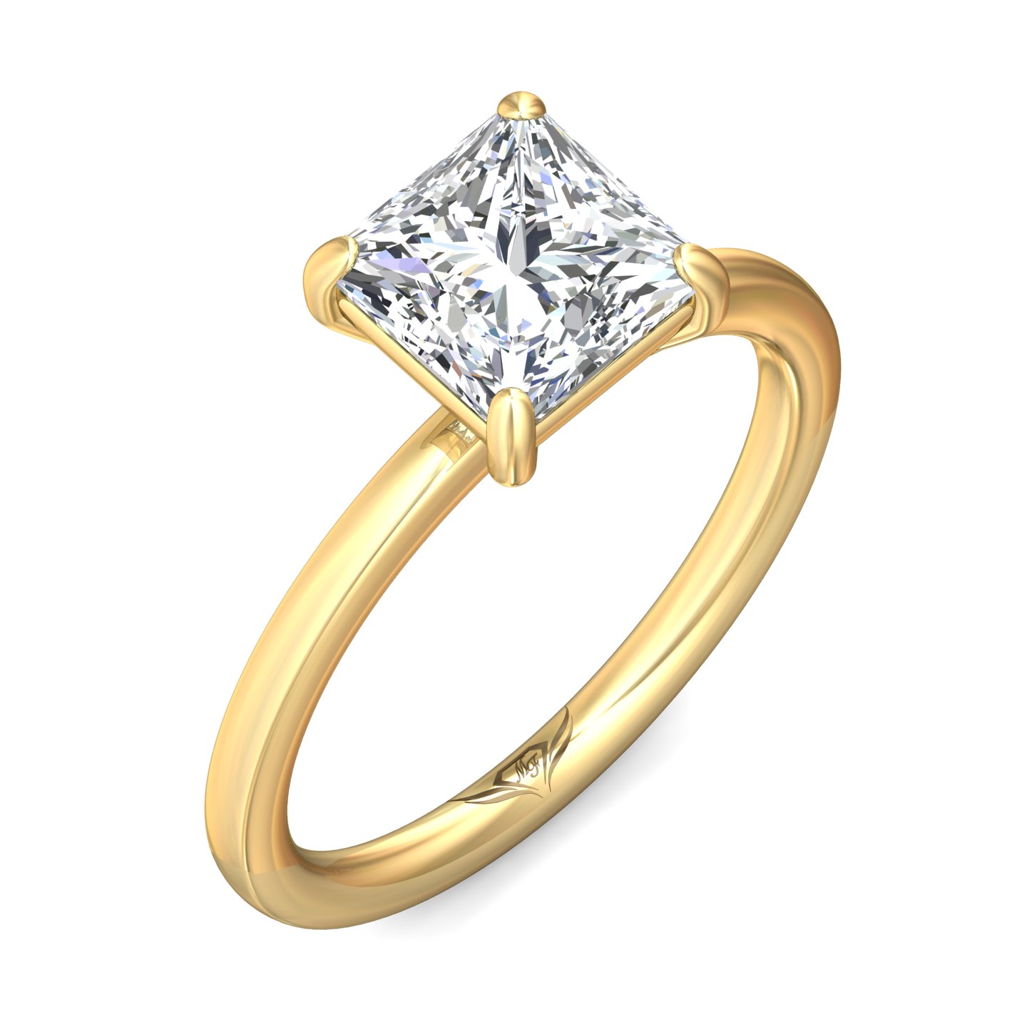 14K Yellow Gold Princess Diamond Engagement Ring