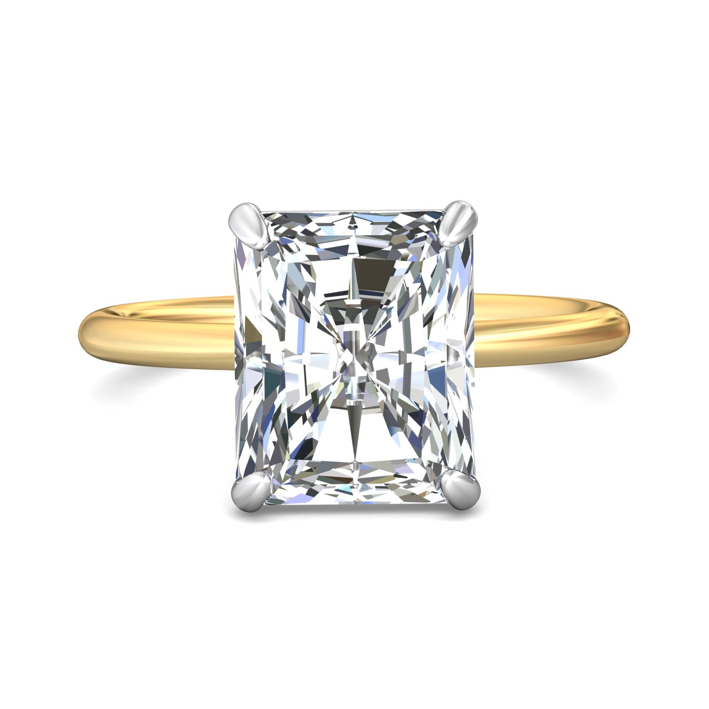 14K Yellow Gold and Platinum Radiant Diamond Engagement Ring