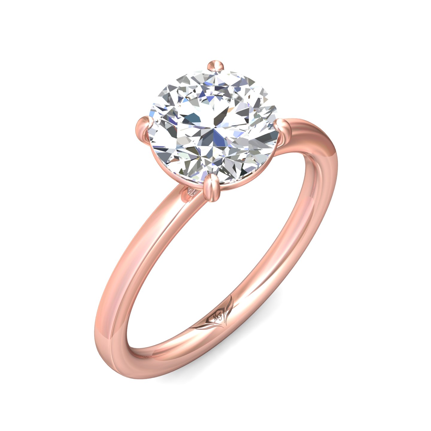 14K Rose Gold Round Diamond Engagement Ring