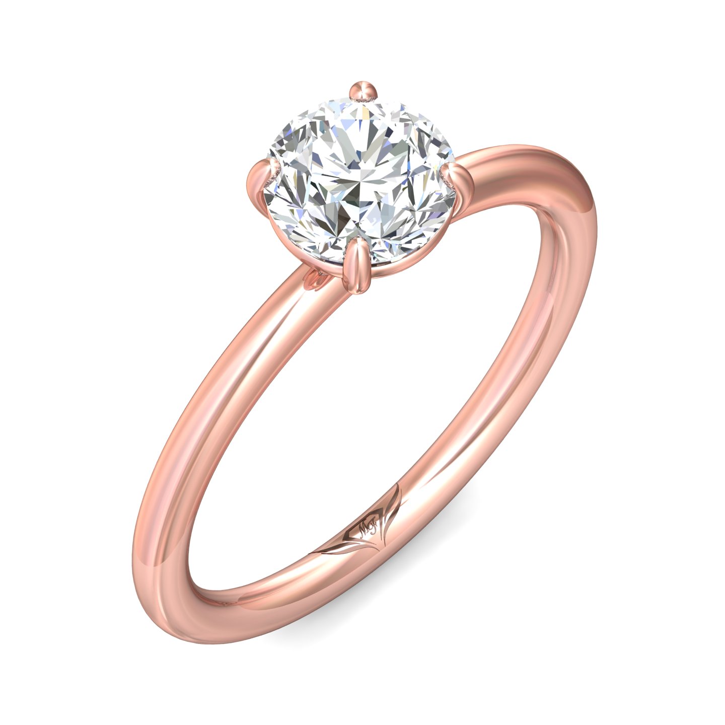 14K Rose Gold Round Diamond Engagement Ring