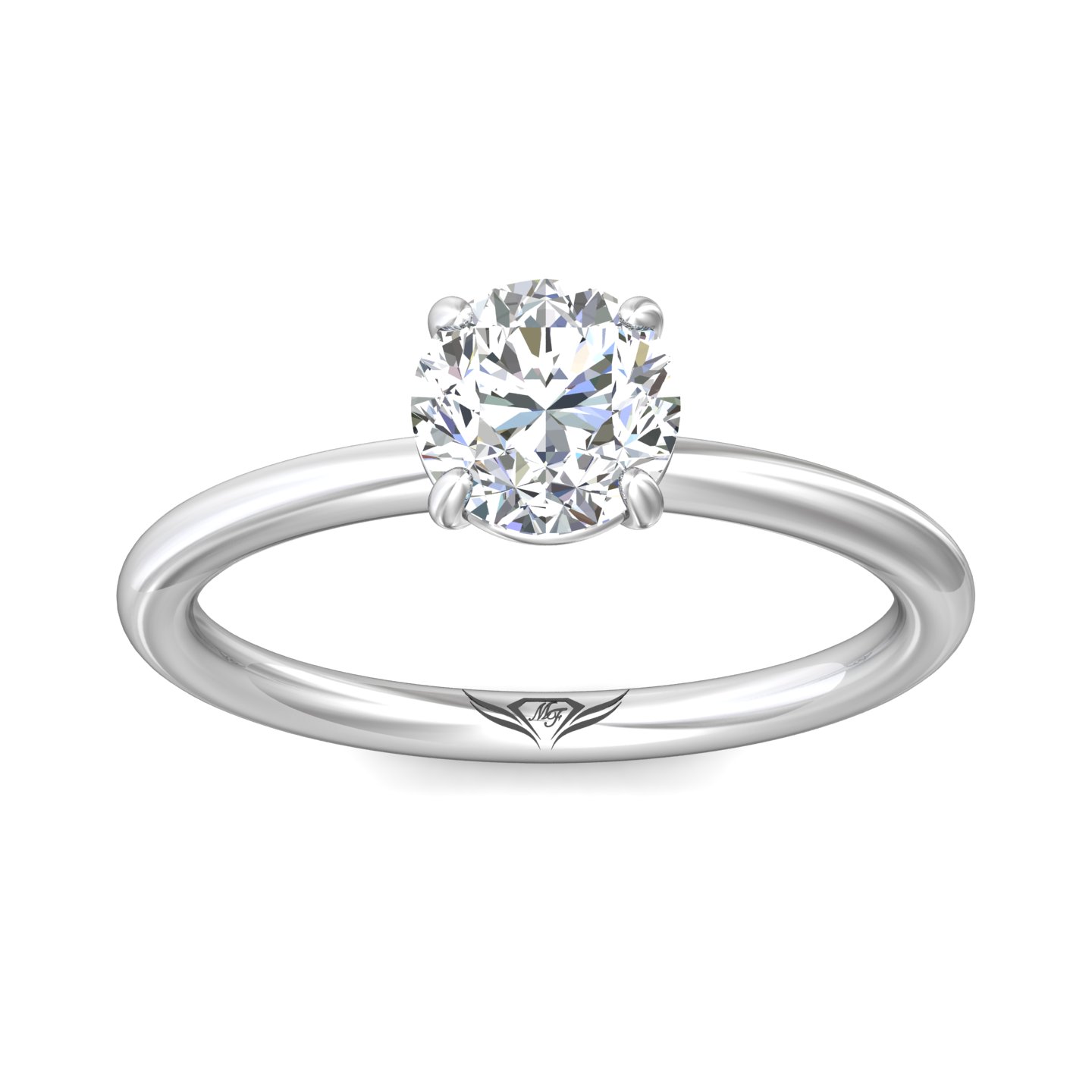 14K White Gold Round Diamond Engagement Ring