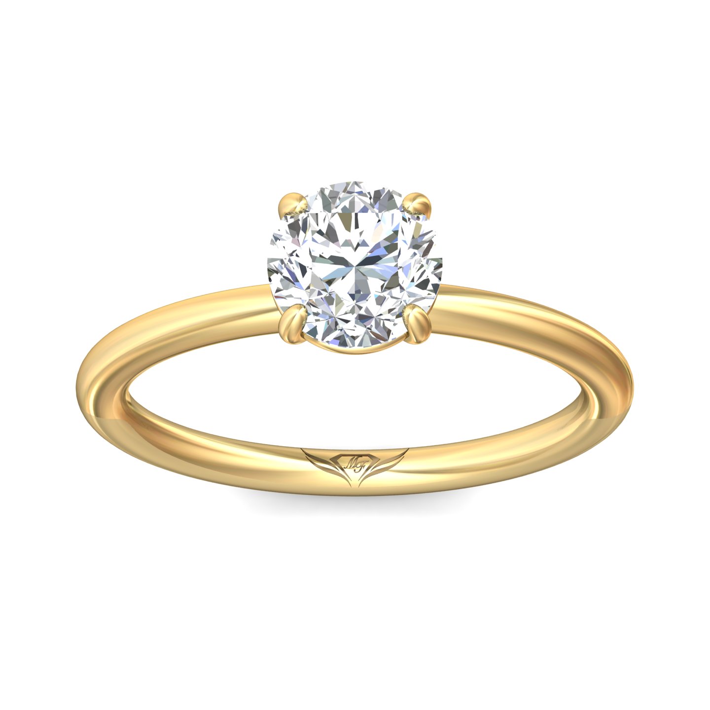 14K Yellow Gold Round Diamond Engagement Ring