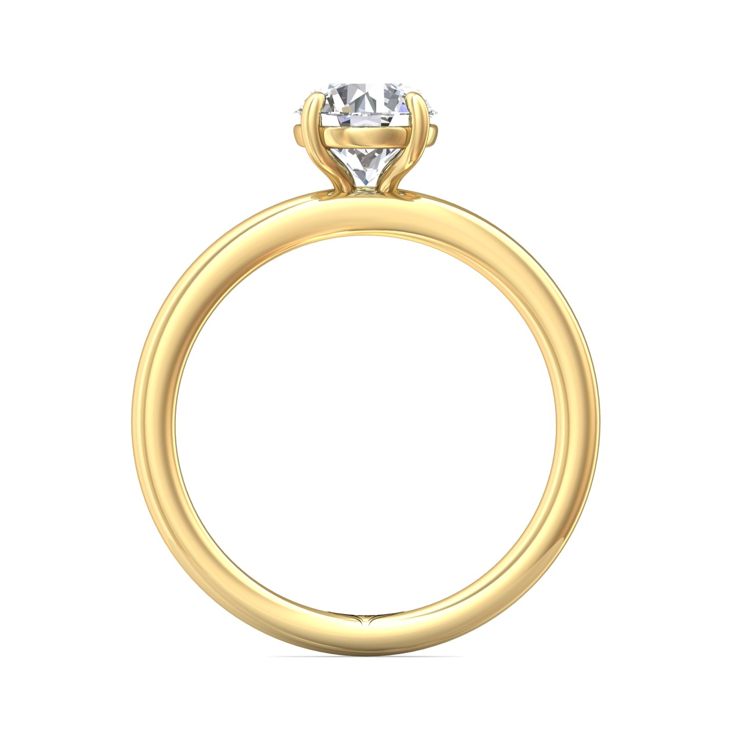 14K Yellow Gold Round Diamond Engagement Ring