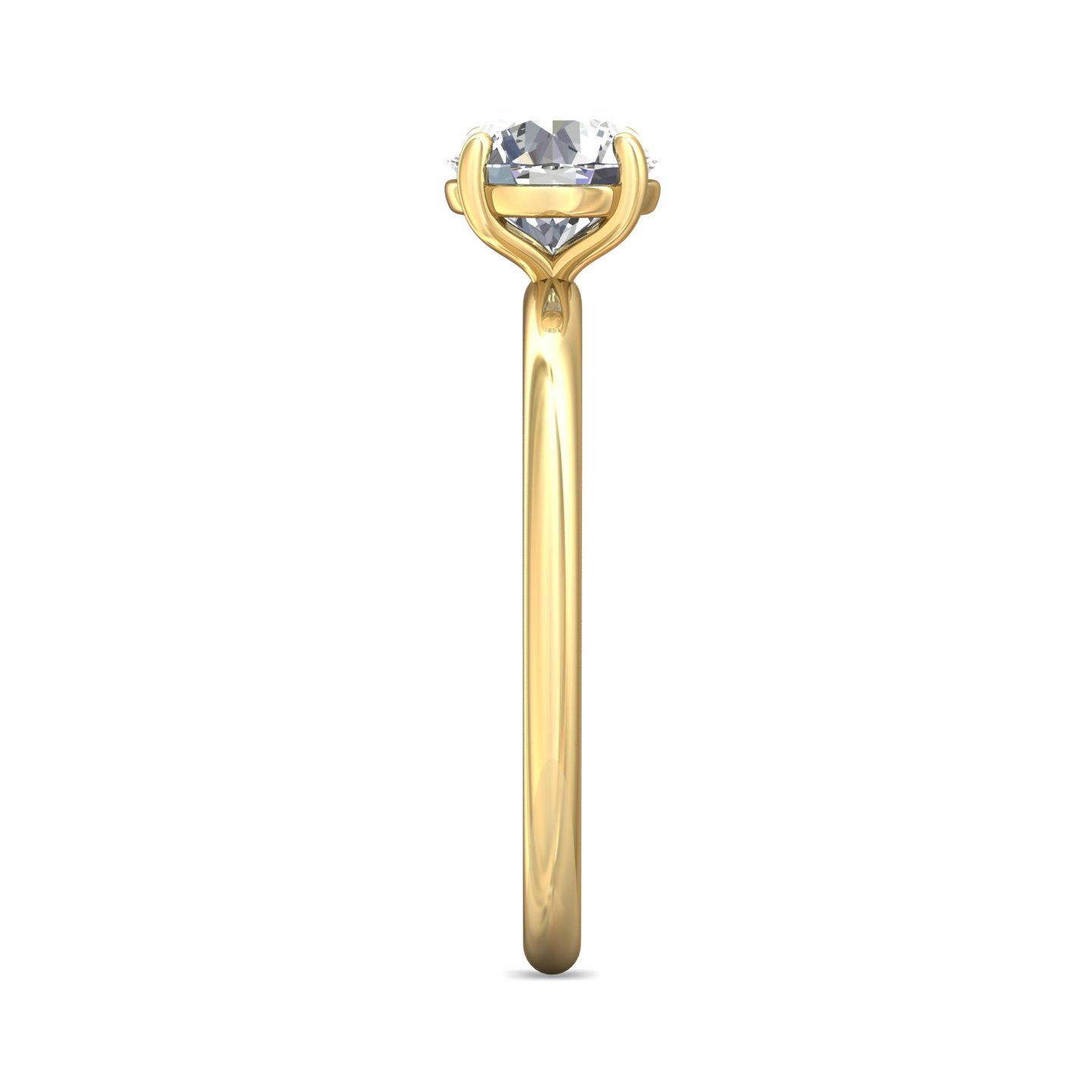 14K Yellow Gold Round Diamond Engagement Ring