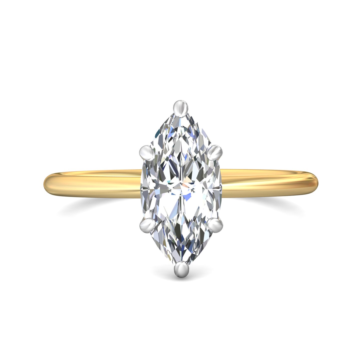 18K Yellow Gold and Platinum Marquise Diamond Engagement Ring