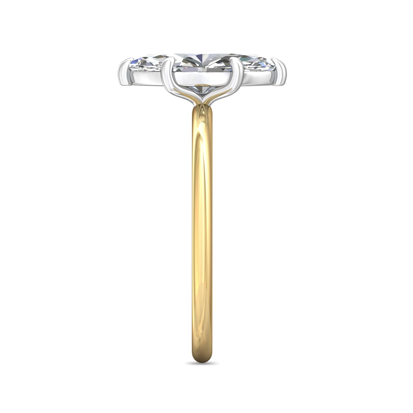 18K Yellow Gold and Platinum Marquise Diamond Engagement Ring