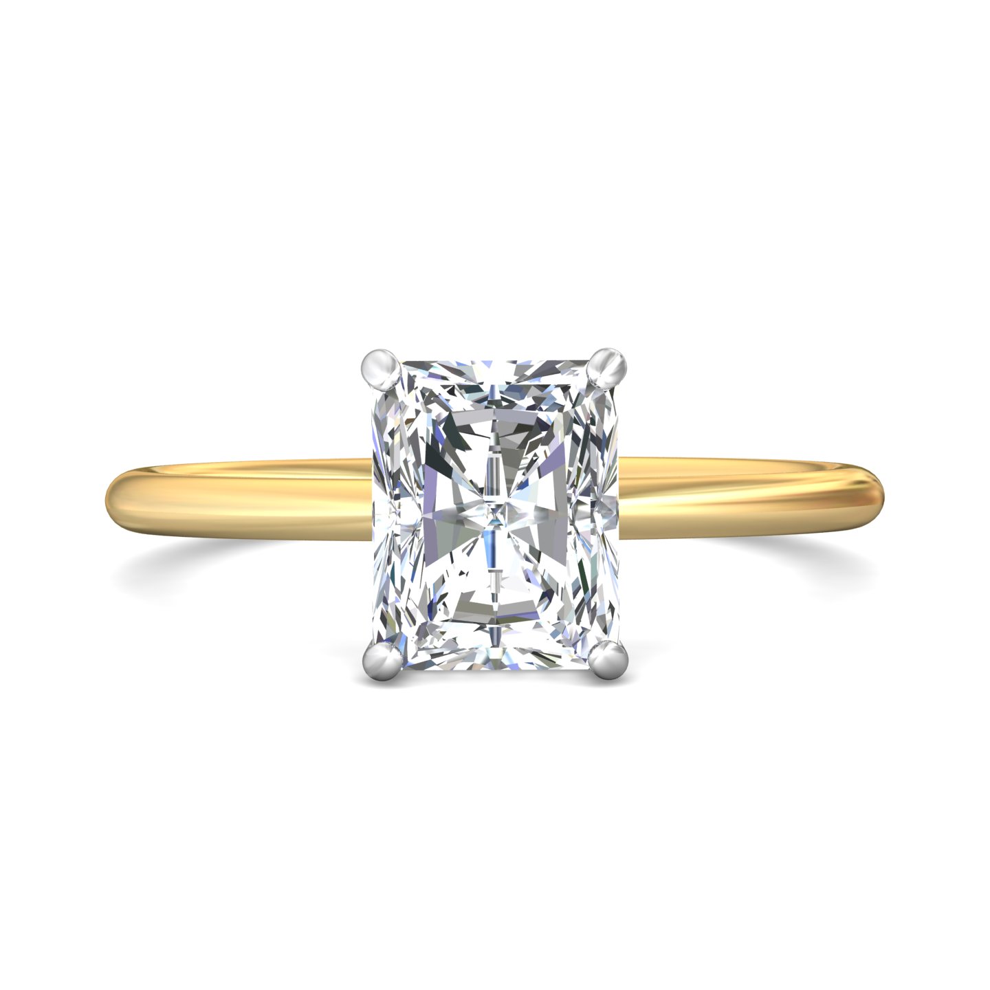 14K Yellow and White Gold Radiant Diamond Engagement Ring