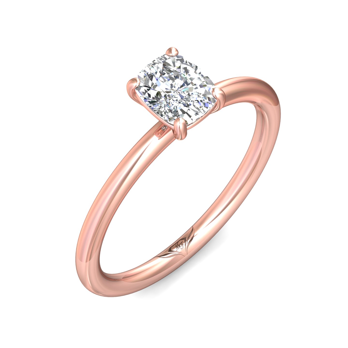 14K Rose Gold Cushion Diamond Engagement Ring