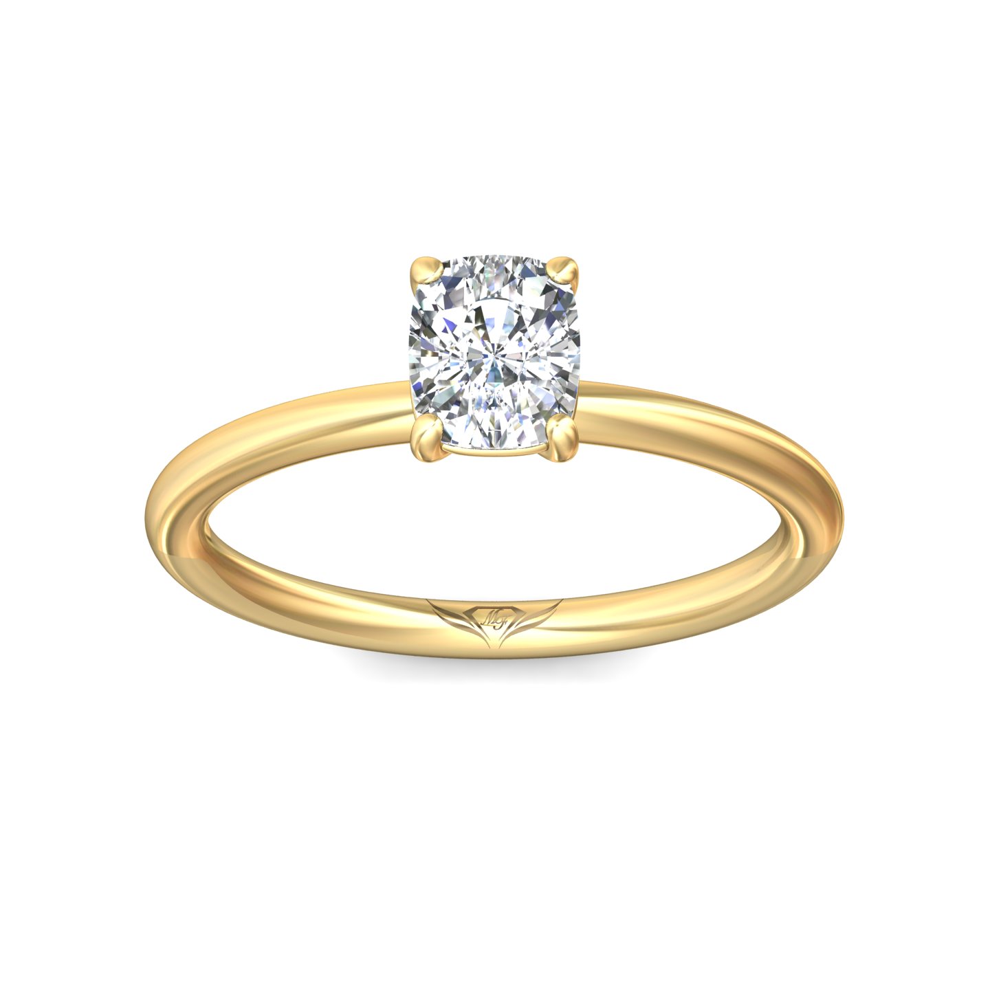 14K Yellow Gold Cushion Diamond Engagement Ring
