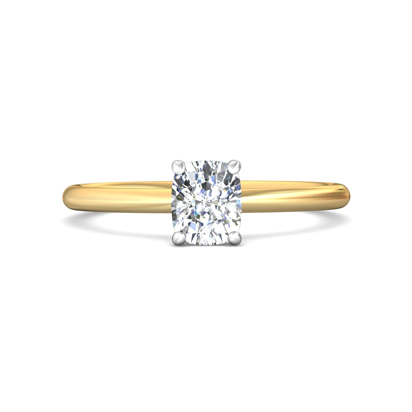 18K Yellow Gold and Platinum Cushion Diamond Engagement Ring