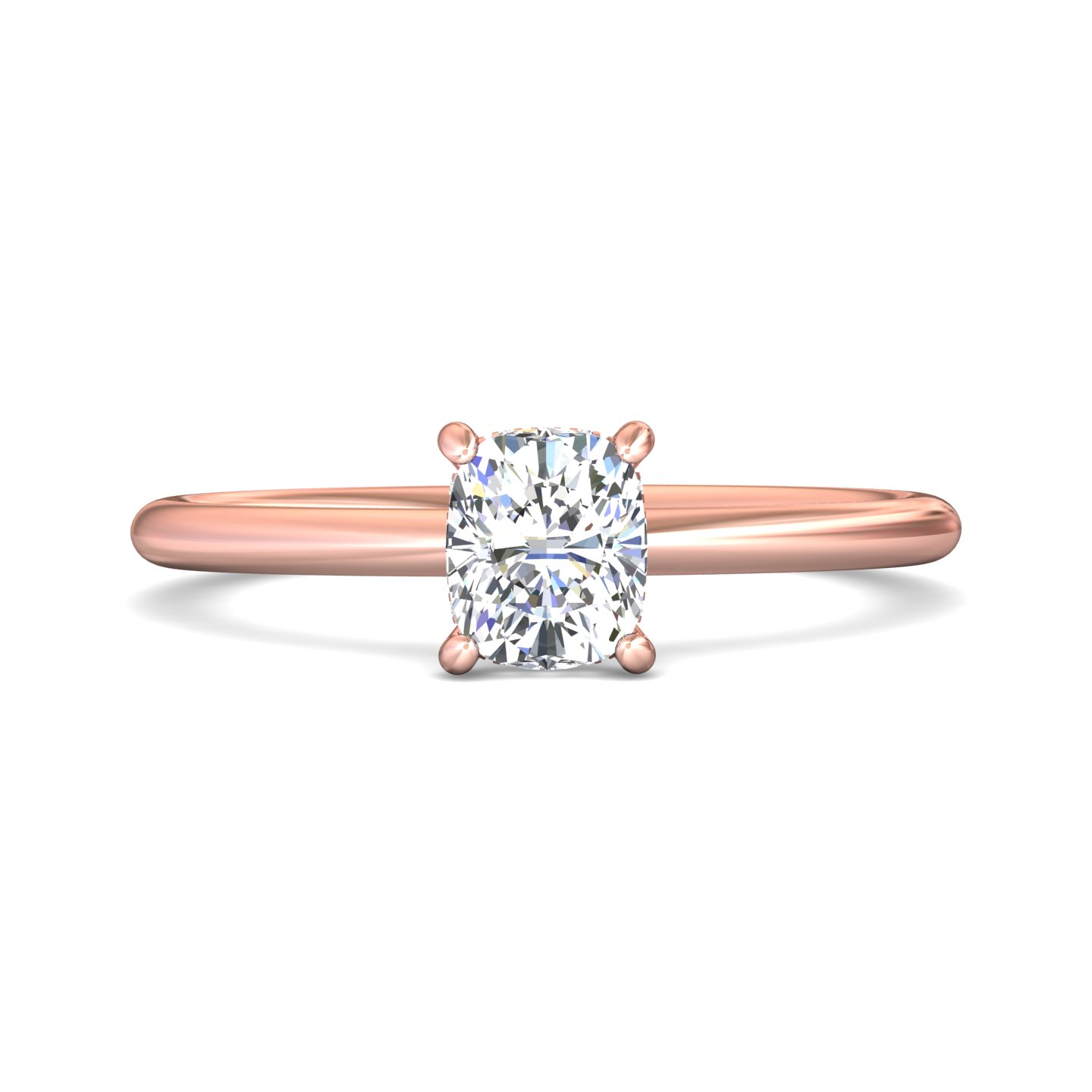 14K Rose Gold Cushion Diamond Engagement Ring