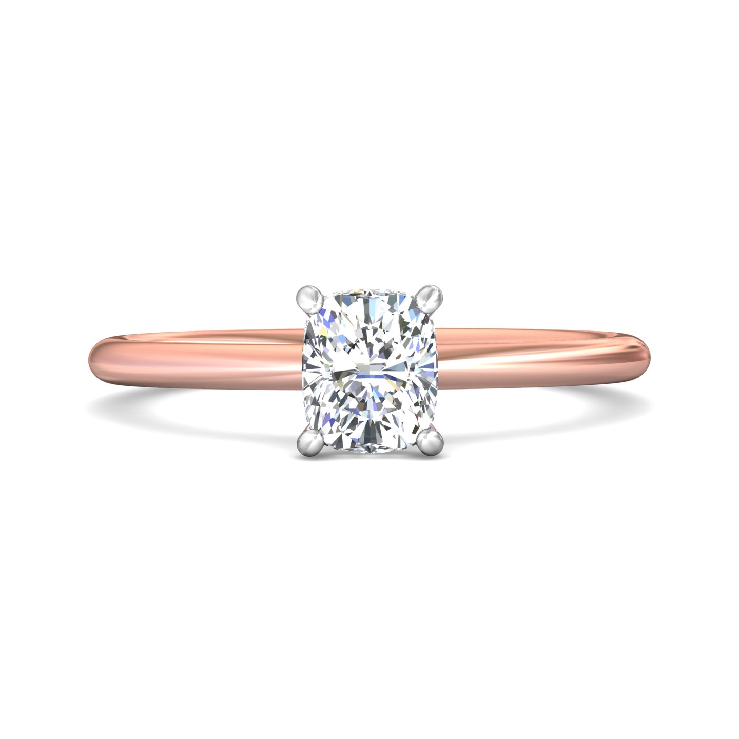 14K Rose and White Gold Cushion Diamond Engagement Ring