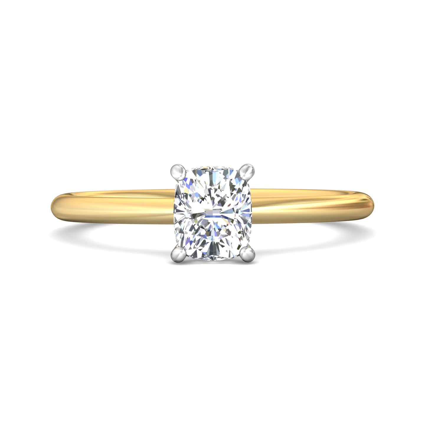 18K White and Yellow Gold Cushion Diamond Engagement Ring