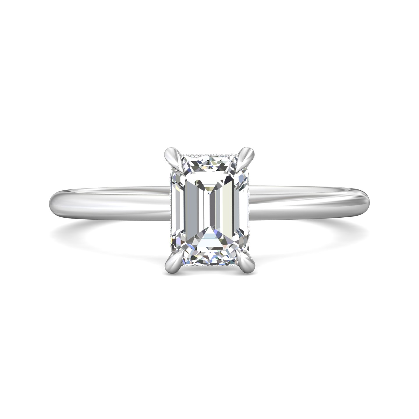  Platinum Emerald Cut Diamond Engagement Ring