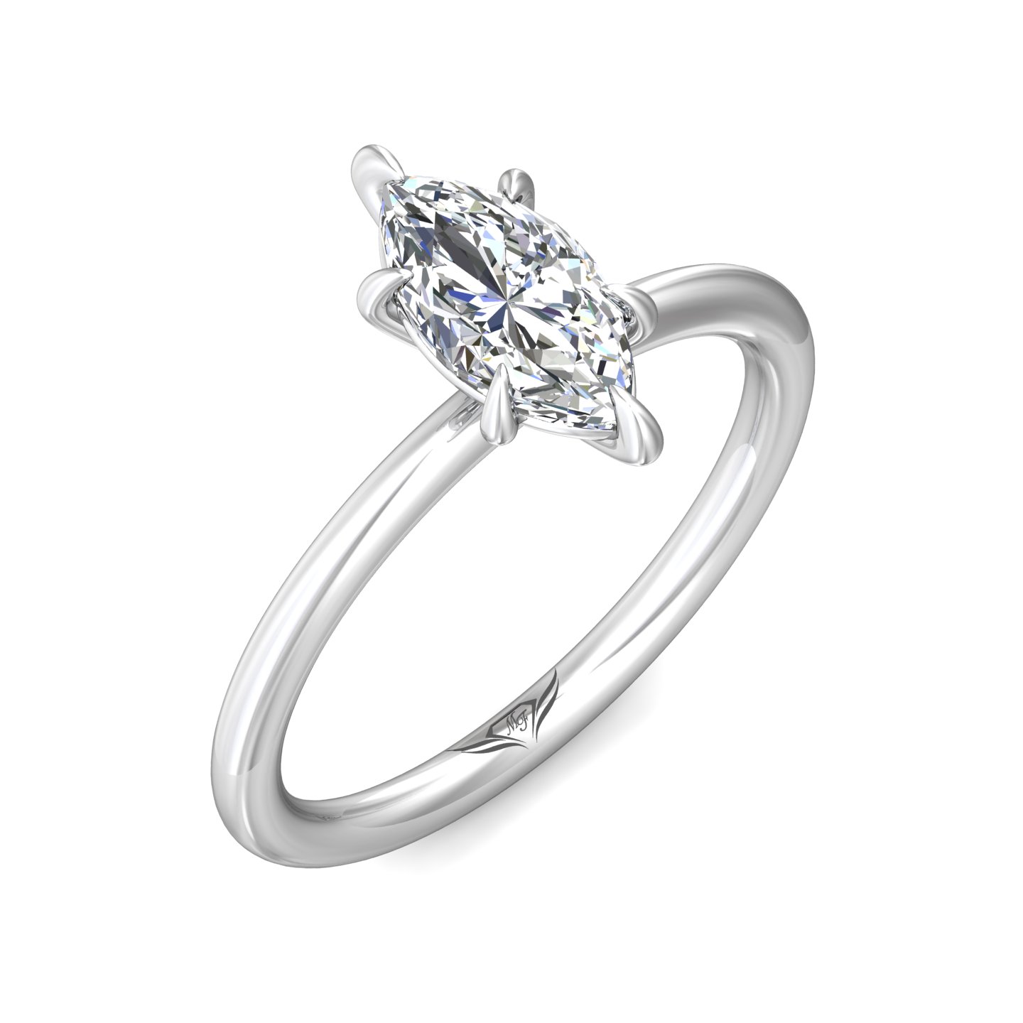  Platinum Marquise Diamond Engagement Ring