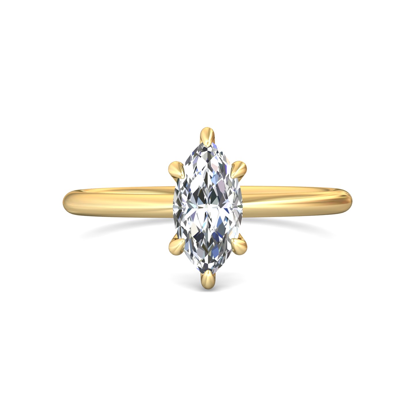 14K Yellow Gold Marquise Diamond Engagement Ring