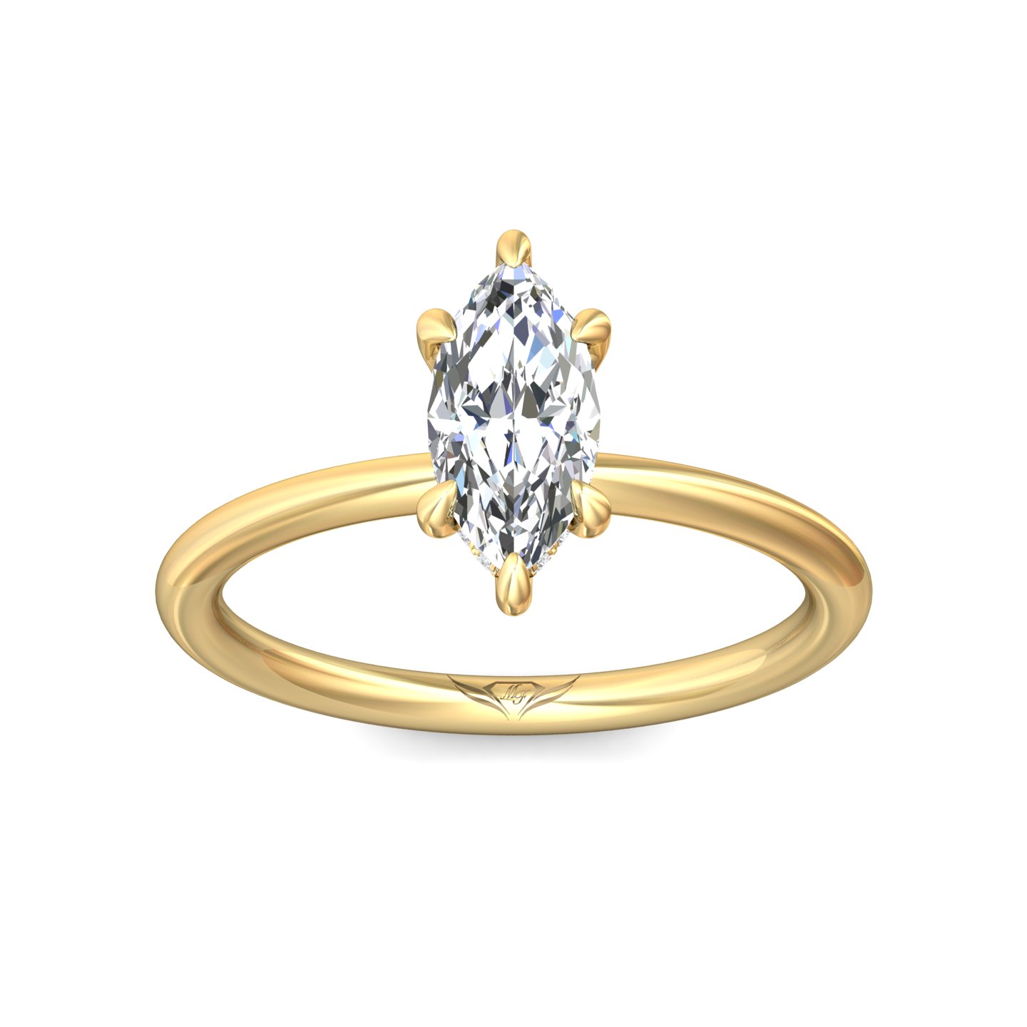 14K Yellow Gold Marquise Diamond Engagement Ring