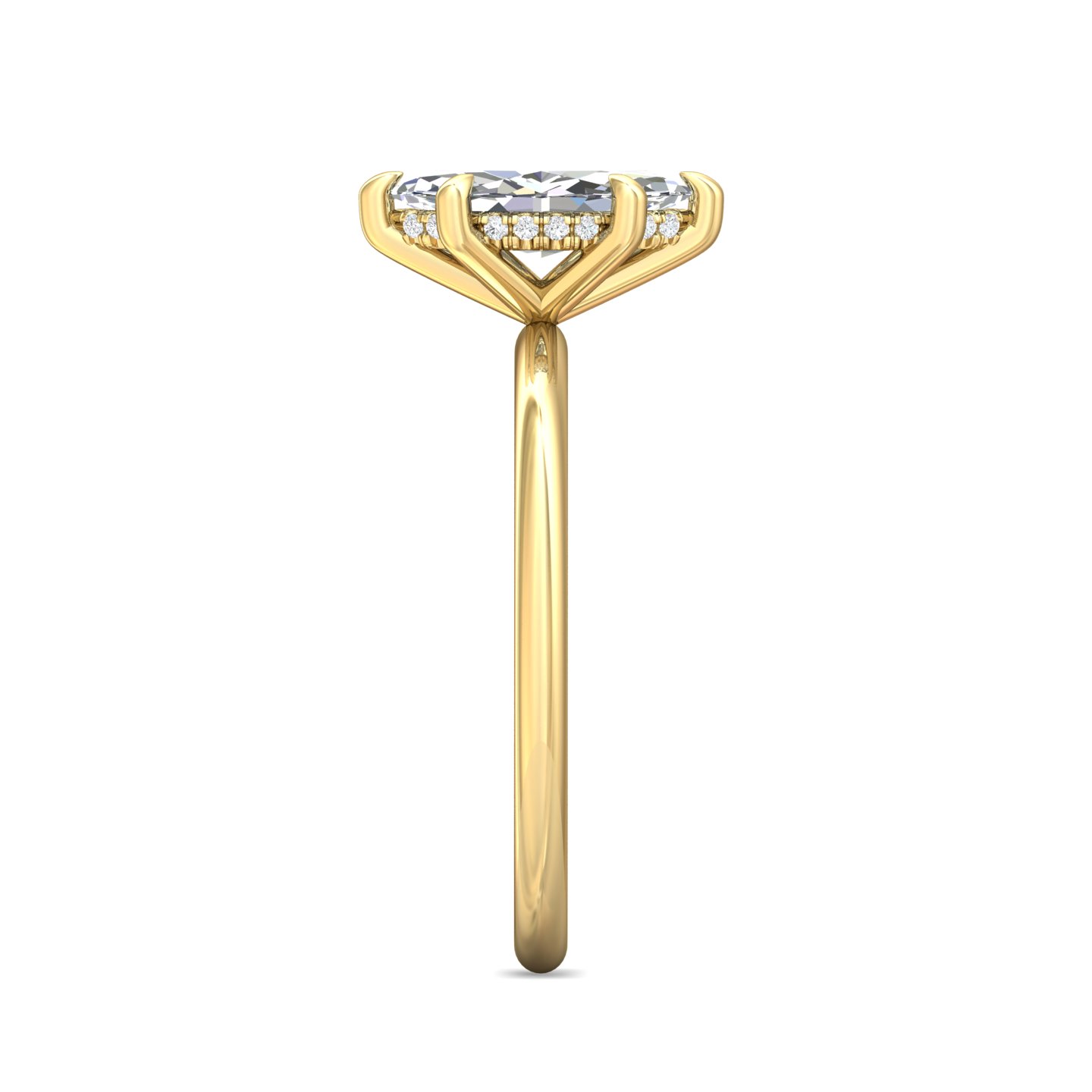 14K Yellow Gold Marquise Diamond Engagement Ring