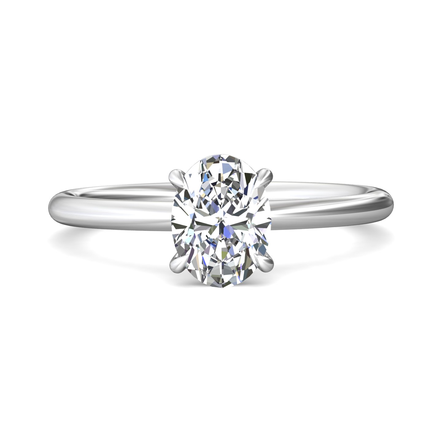 14K White Gold Oval Diamond Engagement Ring
