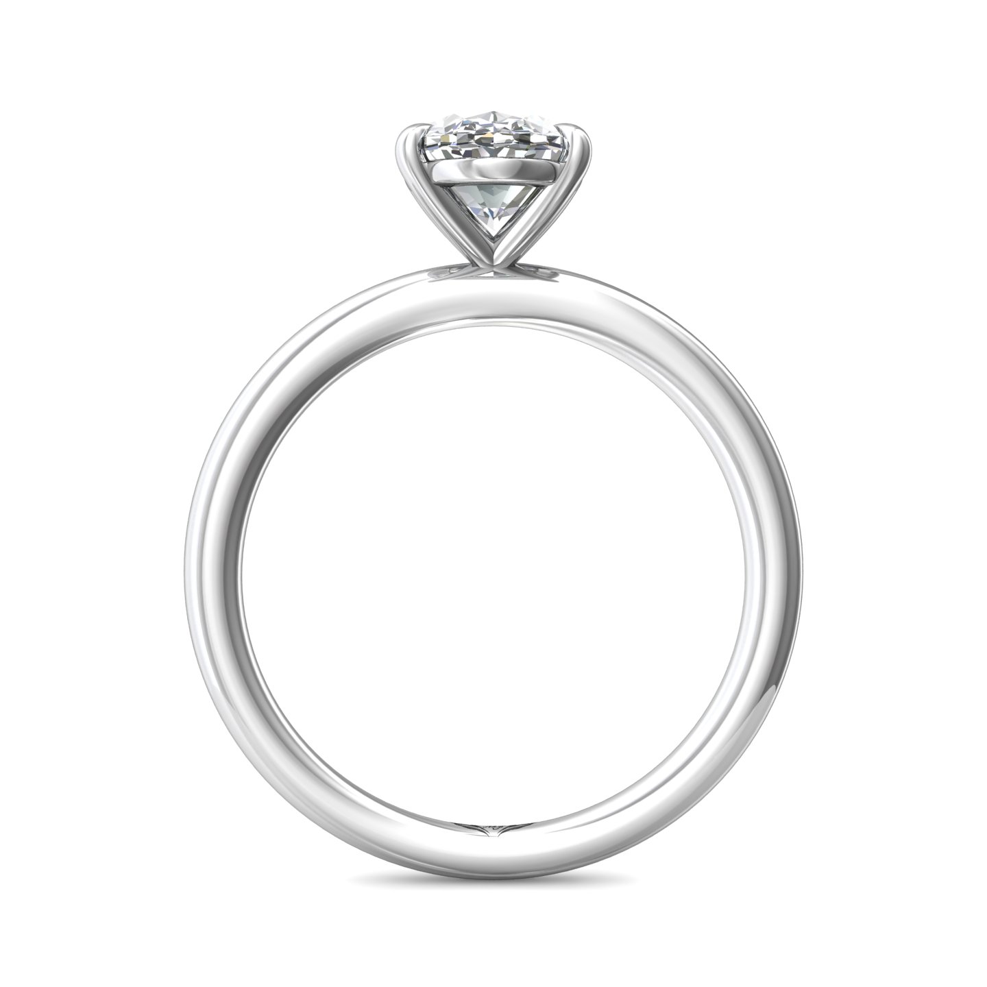 14K White Gold Oval Diamond Engagement Ring