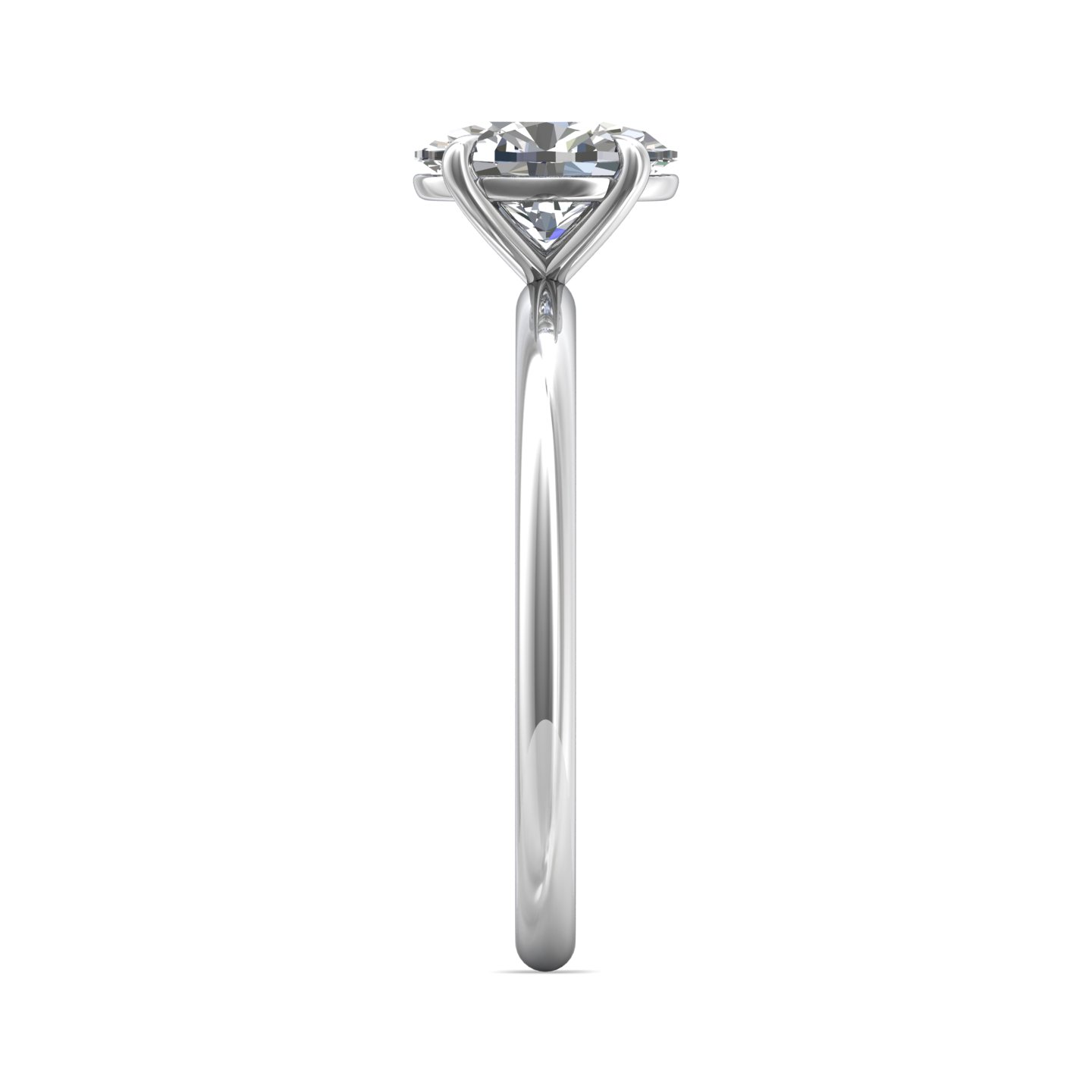 14K White Gold Oval Diamond Engagement Ring