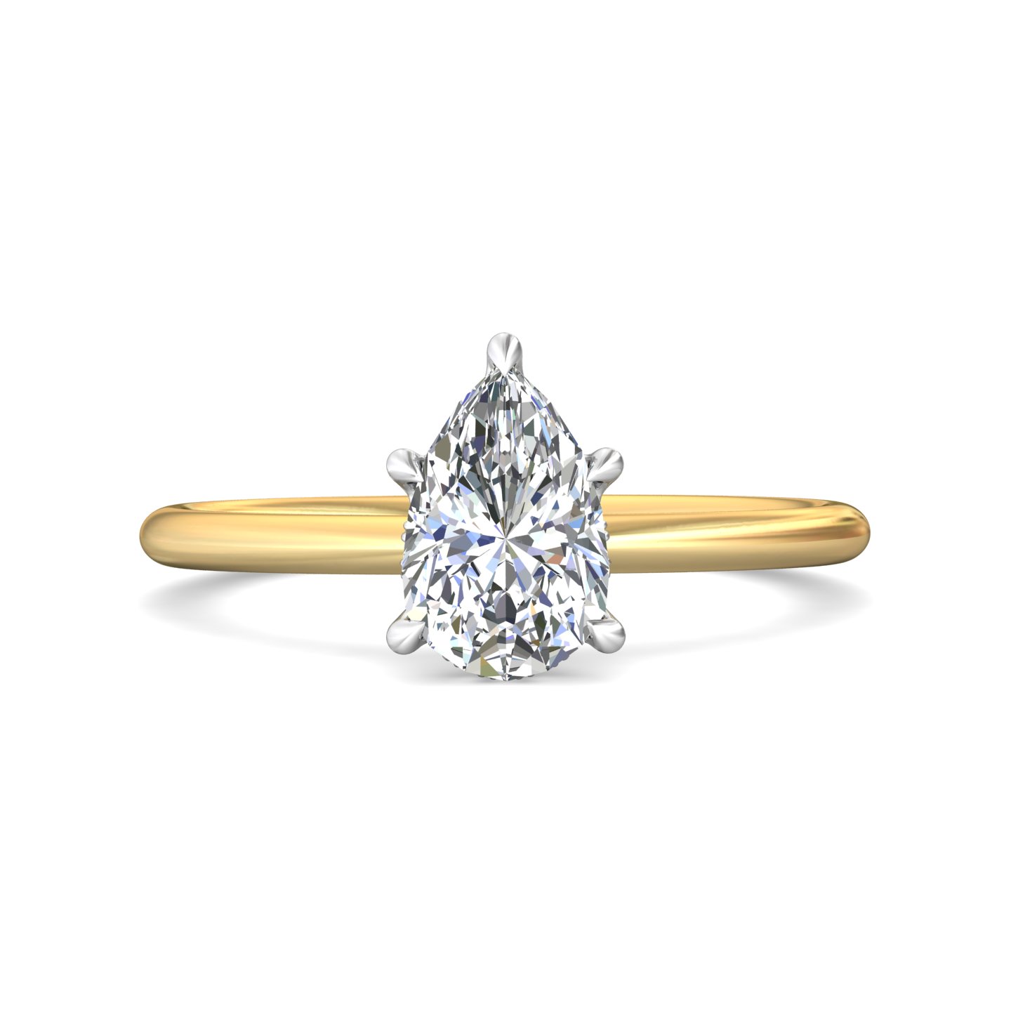 14K Yellow Gold and Platinum Pear Shape Diamond Engagement Ring