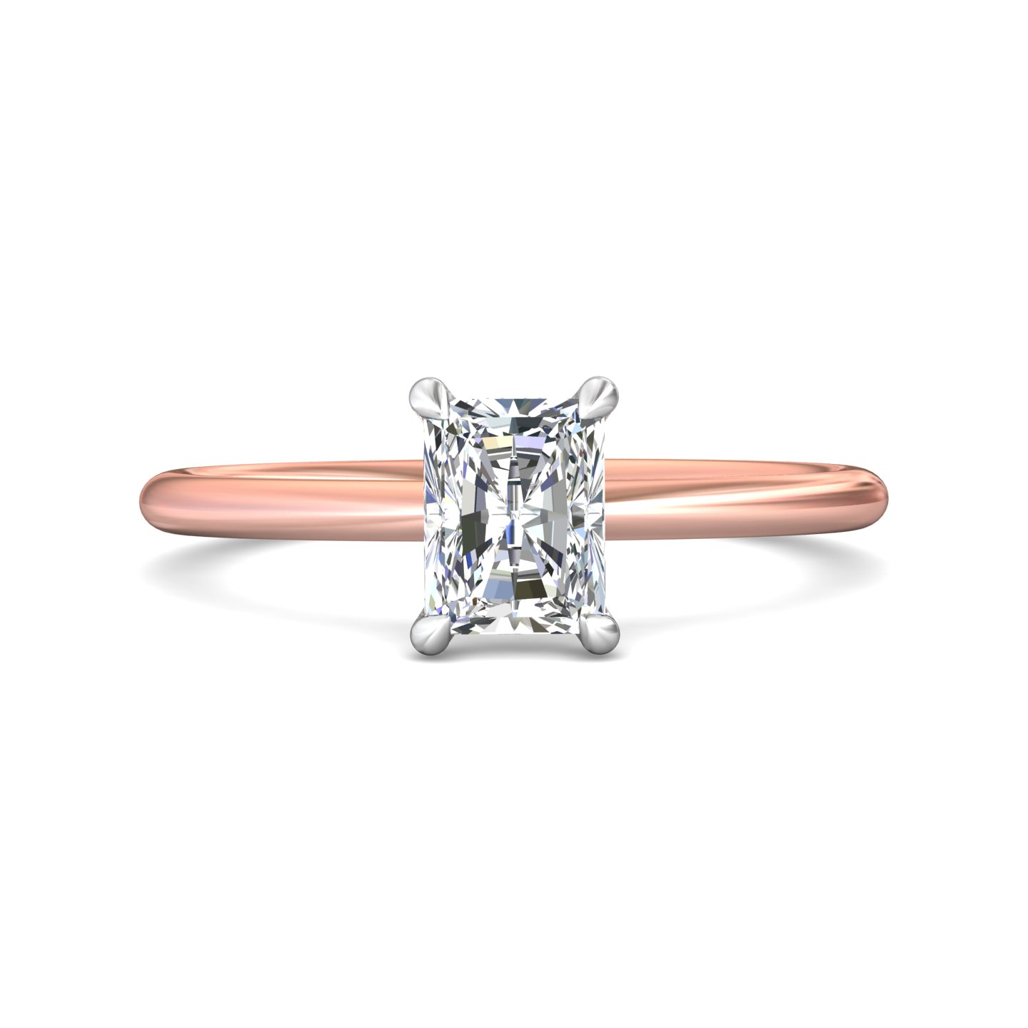 18K Rose and White Gold Radiant Diamond Engagement Ring