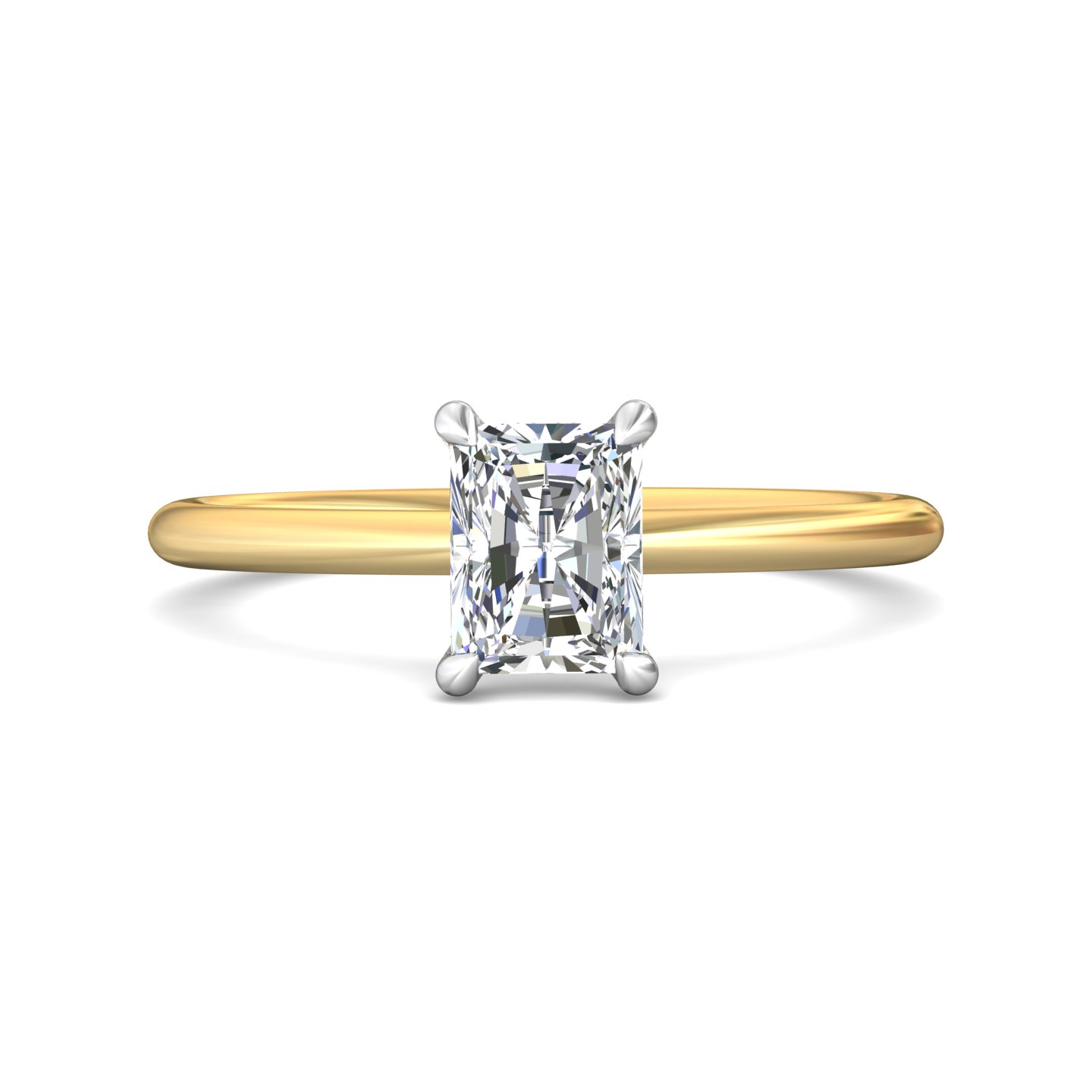 18K White and Yellow Gold Radiant Diamond Engagement Ring