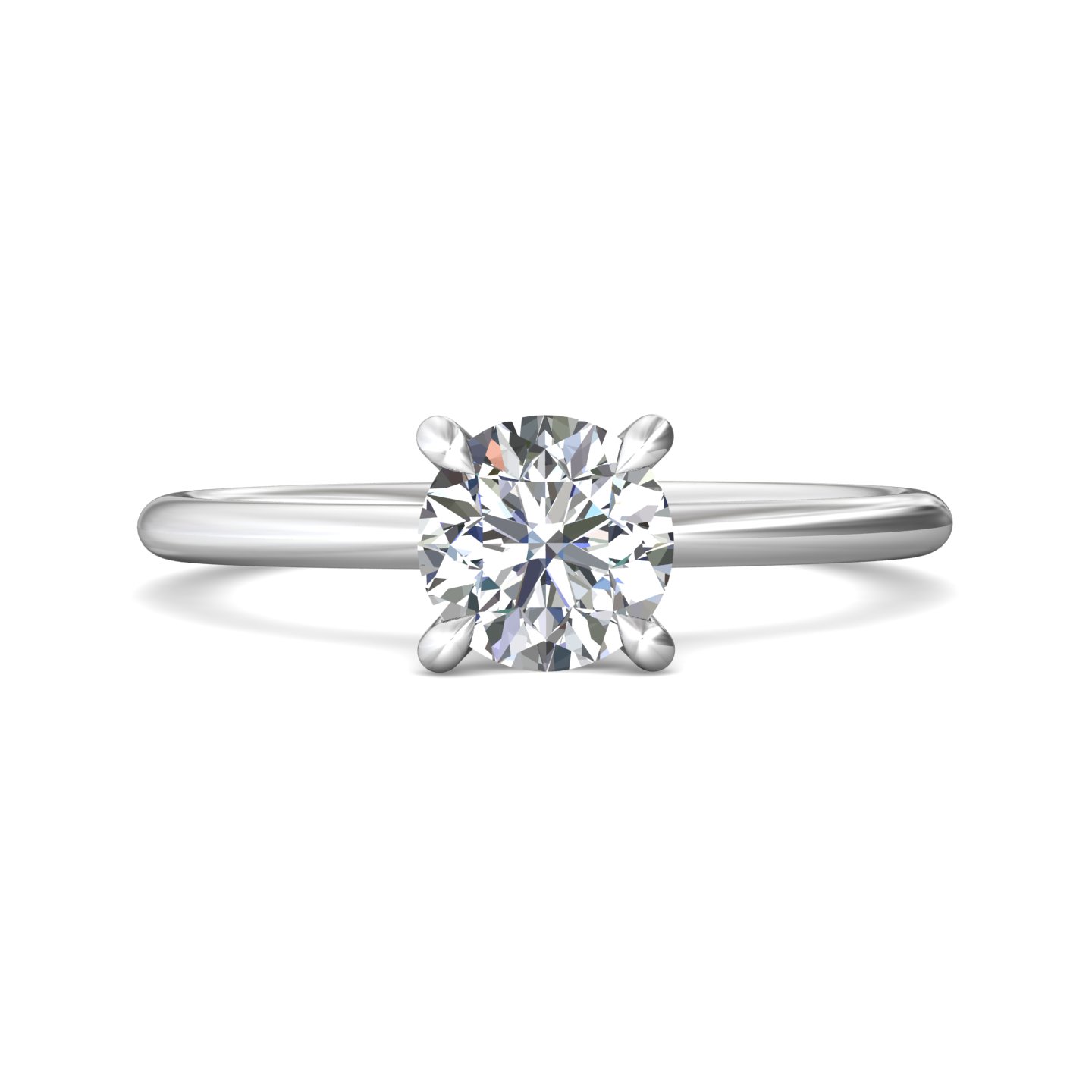 14K White Gold Round Diamond Engagement Ring
