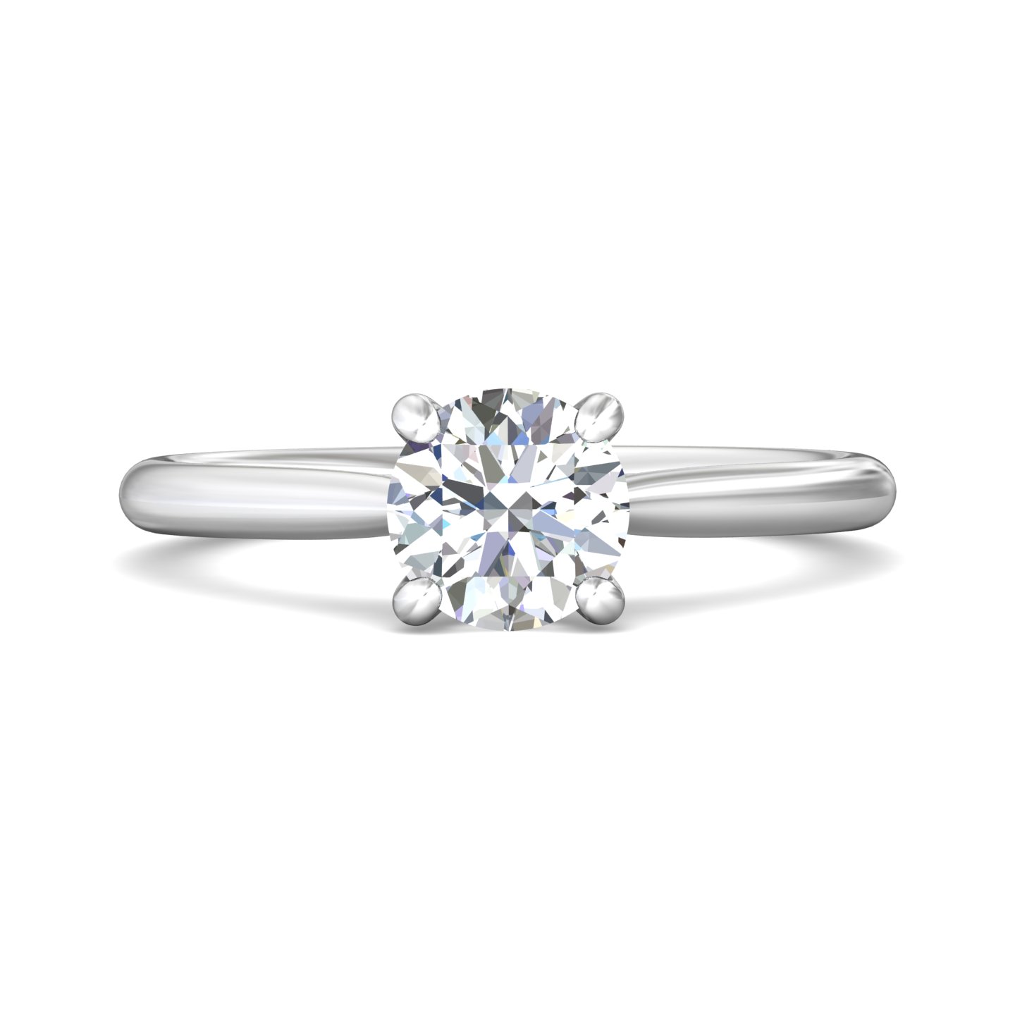 14K White Gold Round Diamond Engagement Ring