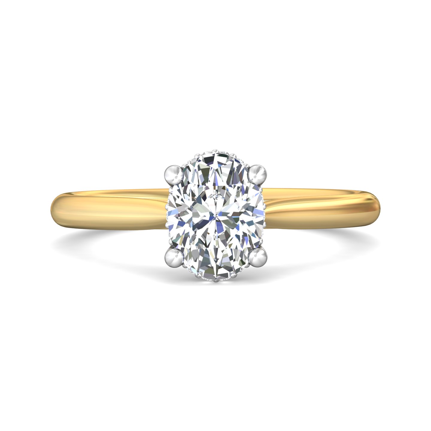 18K White and Yellow Gold Oval Diamond Engagement Ring