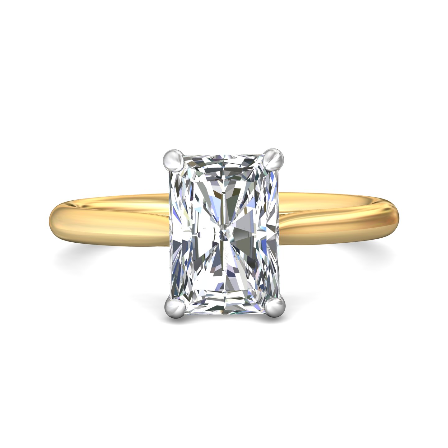 14K Yellow and White Gold Radiant Diamond Engagement Ring