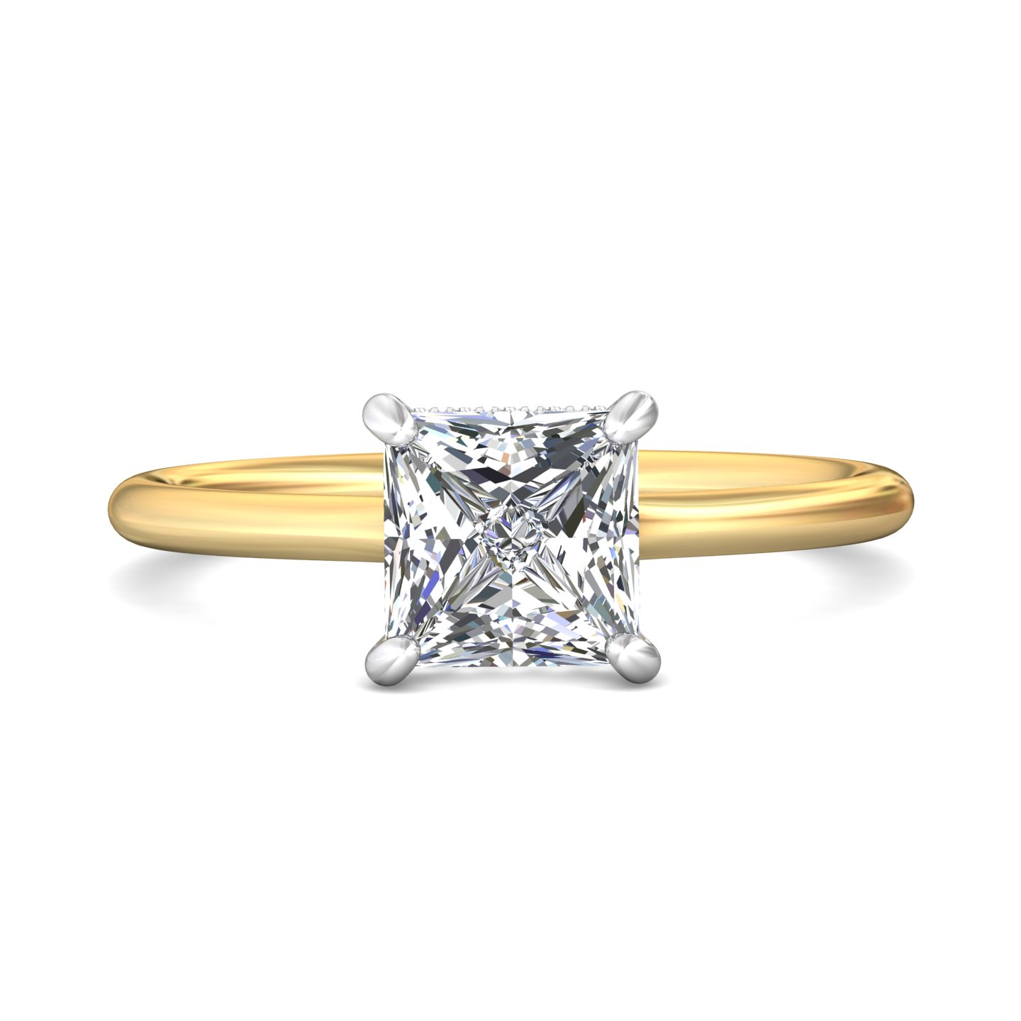 14K Yellow and White Gold Princess Diamond Engagement Ring
