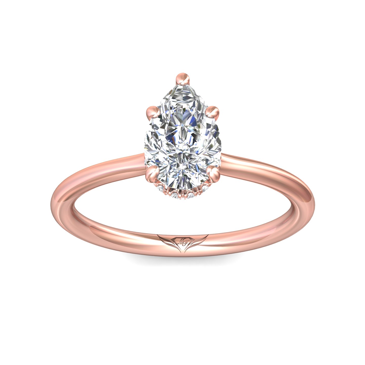 14K Rose Gold Pear Shape Diamond Engagement Ring