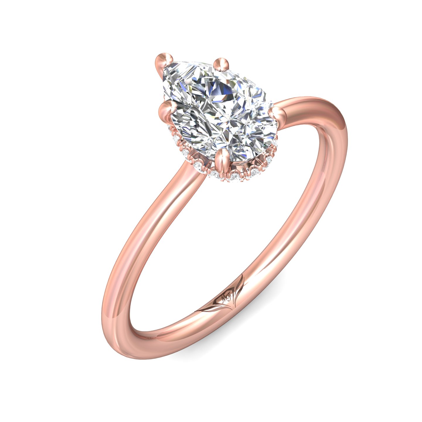 14K Rose Gold Pear Shape Diamond Engagement Ring