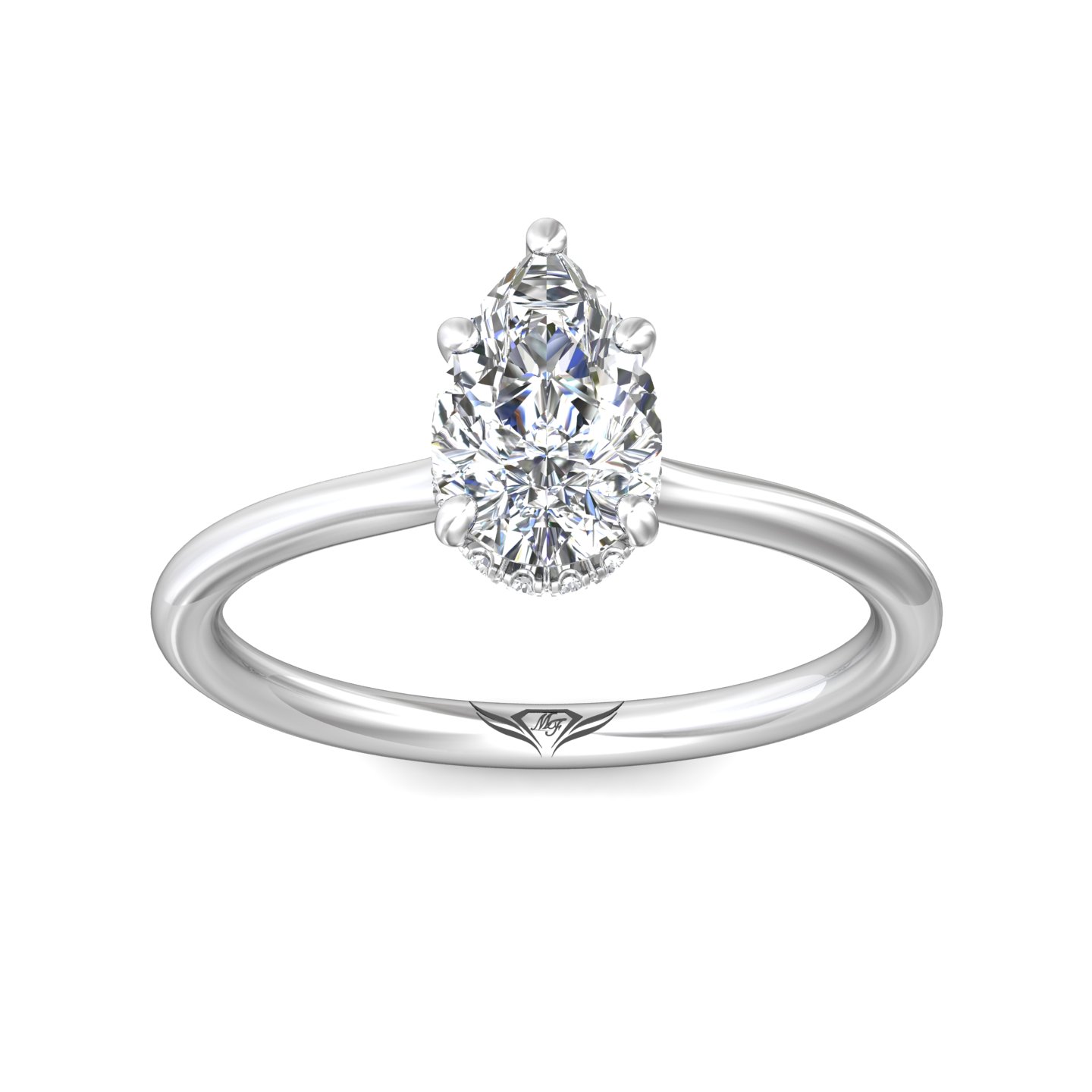 14K White Gold Pear Shape Diamond Engagement Ring