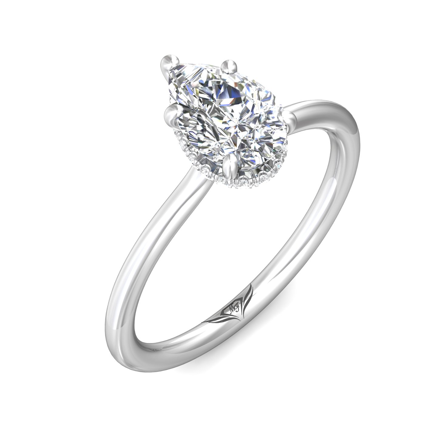 14K White Gold Pear Shape Diamond Engagement Ring
