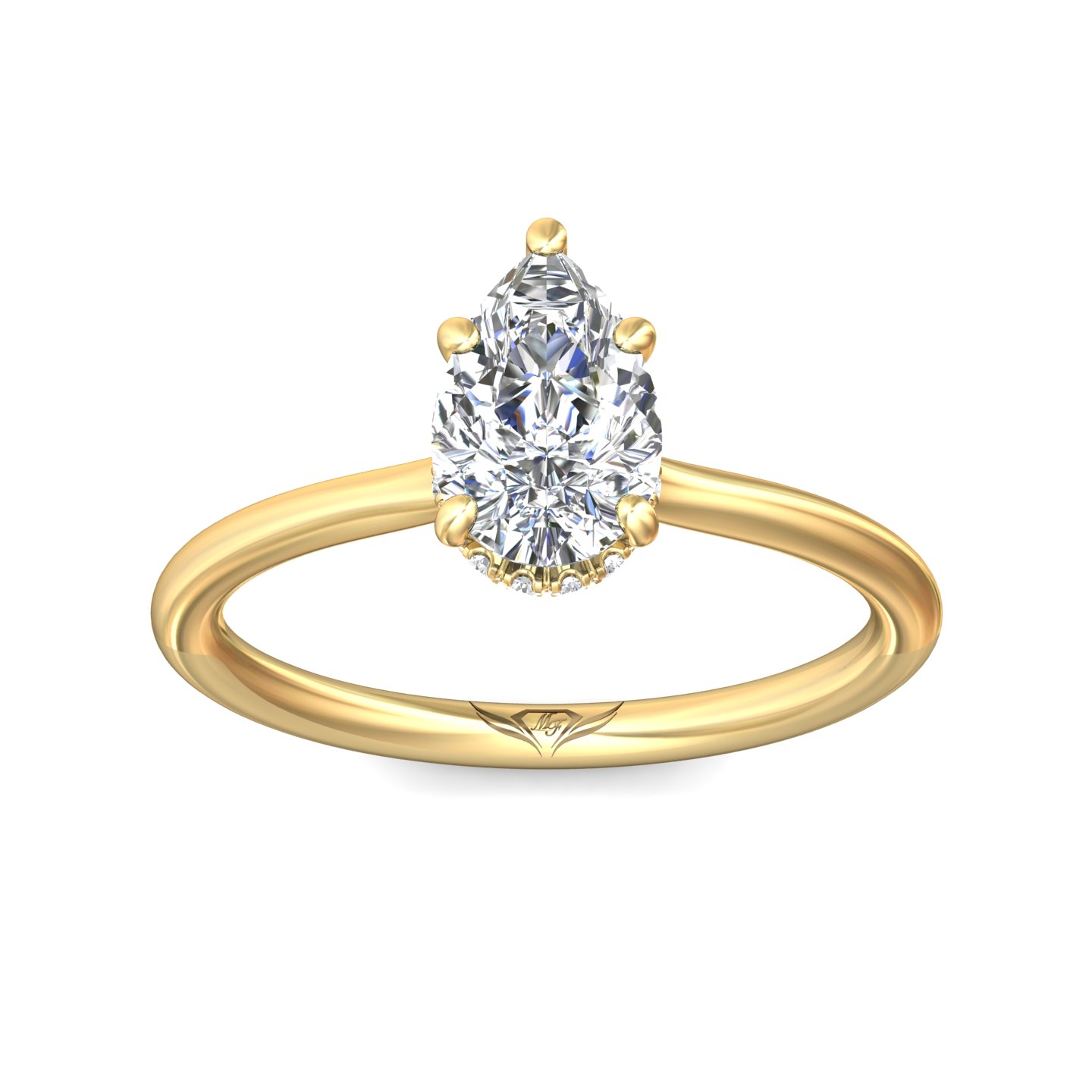 14K Yellow Gold Pear Shape Diamond Engagement Ring