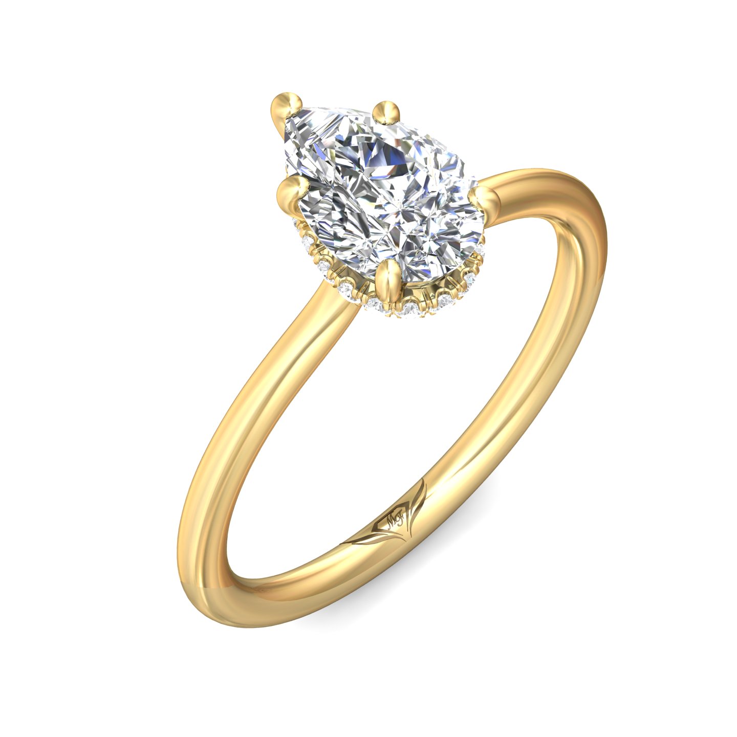 14K Yellow Gold Pear Shape Diamond Engagement Ring