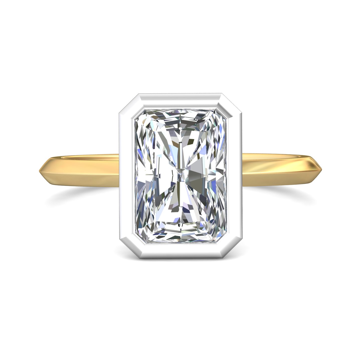 14K Yellow and White Gold Radiant Diamond Engagement Ring