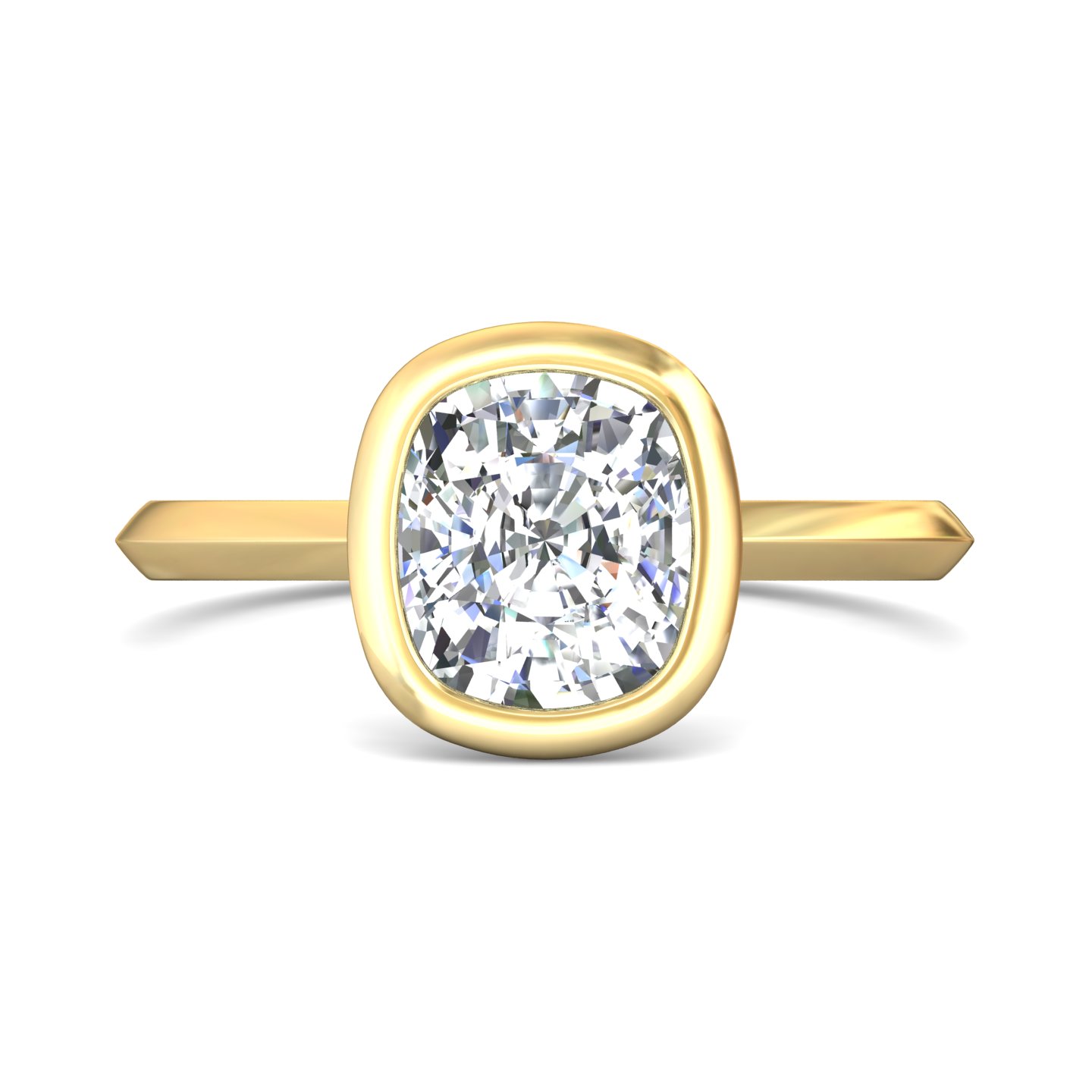 14K Yellow Gold Cushion Diamond Engagement Ring