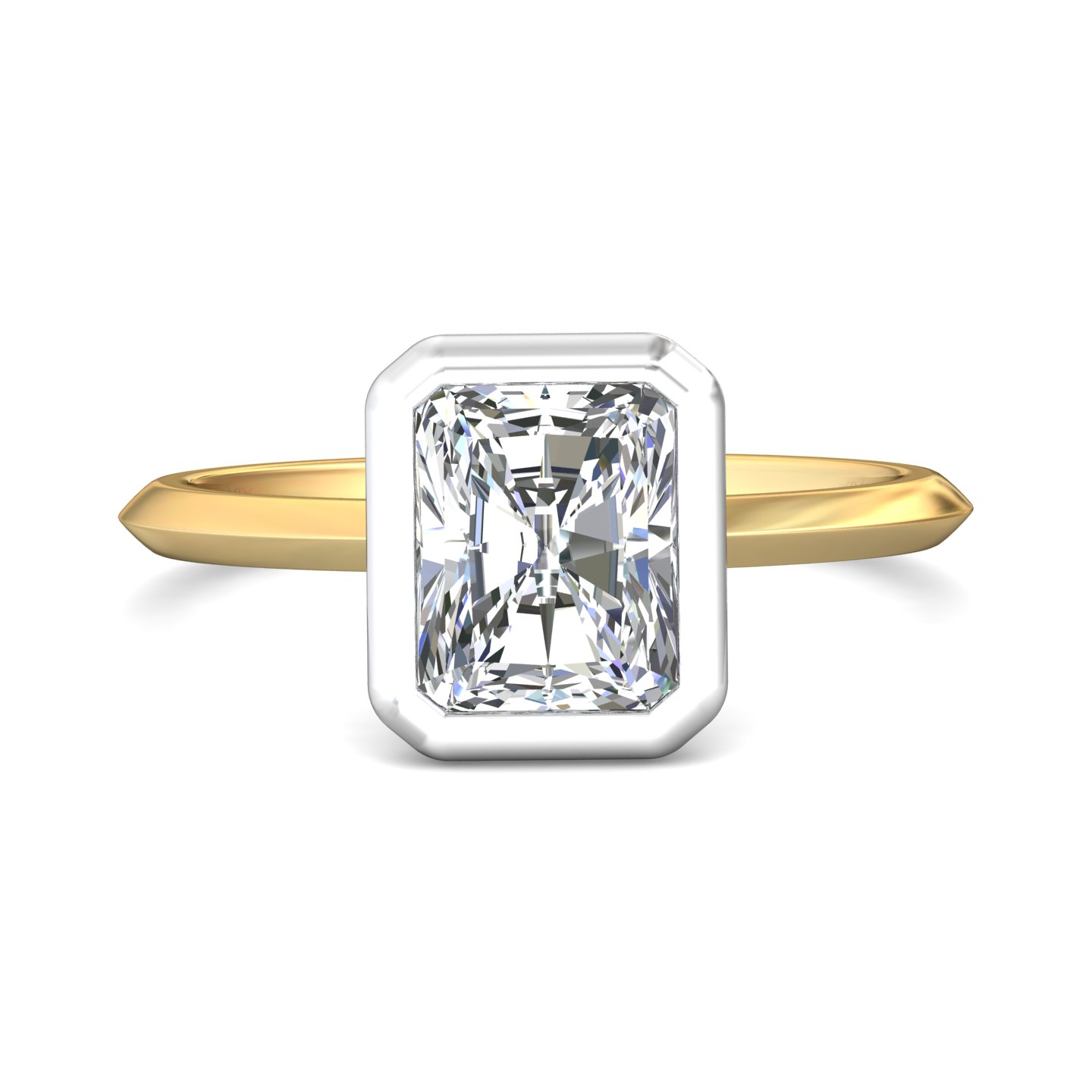 14K Yellow Gold and Platinum Radiant Diamond Engagement Ring
