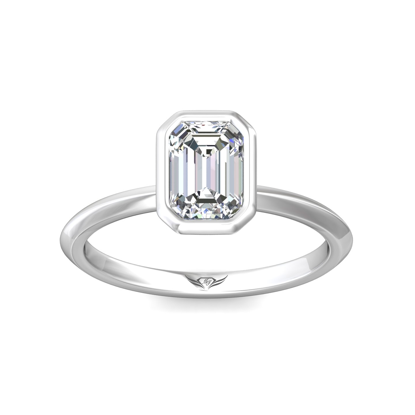 14K White Gold Emerald Cut Diamond Engagement Ring