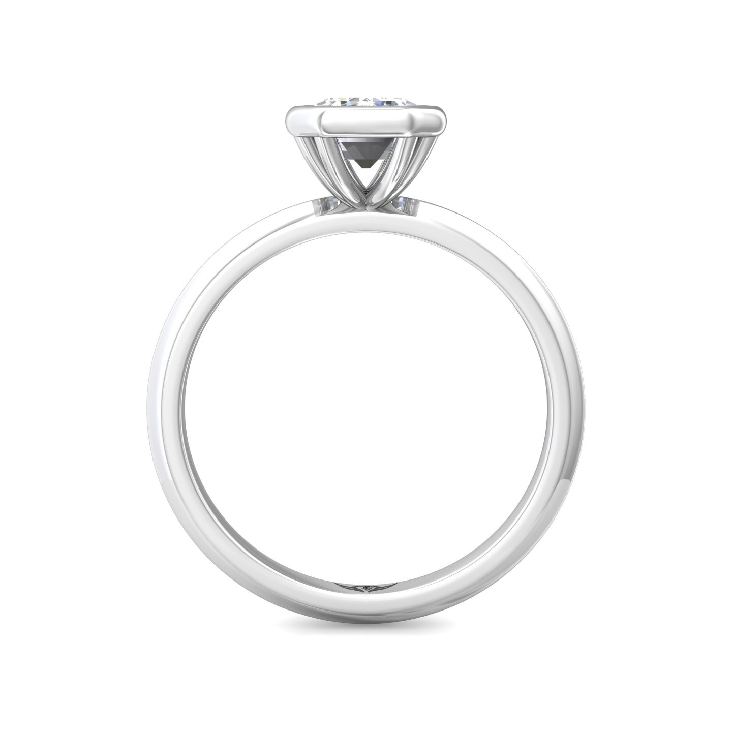 14K White Gold Emerald Cut Diamond Engagement Ring