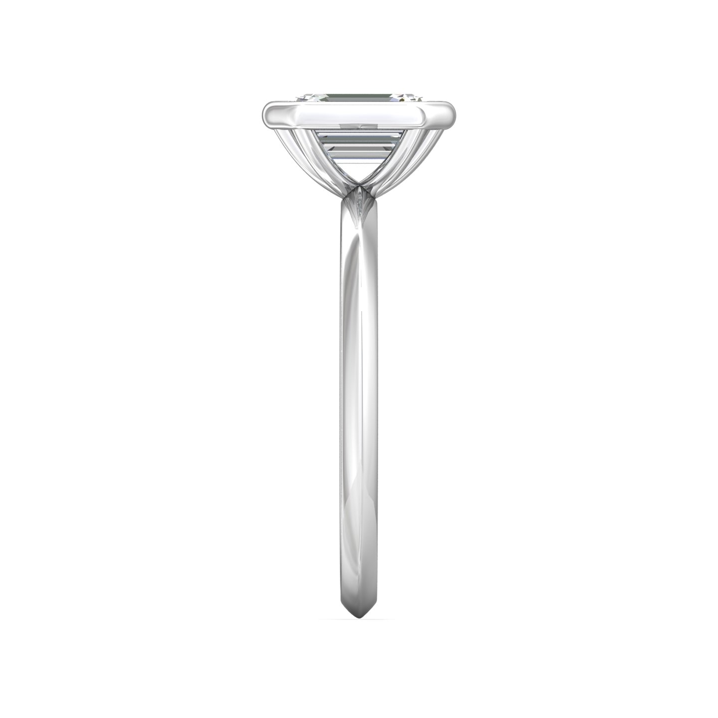 14K White Gold Emerald Cut Diamond Engagement Ring
