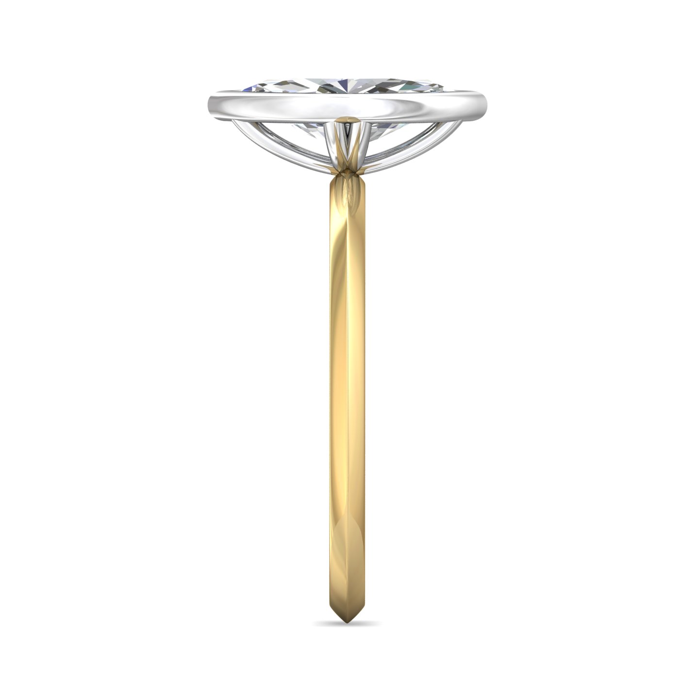 14K Yellow and White Gold Marquise Diamond Engagement Ring