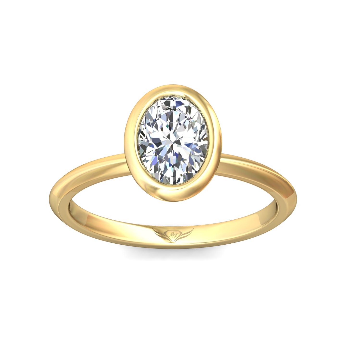 18K Yellow Gold Oval Diamond Engagement Ring
