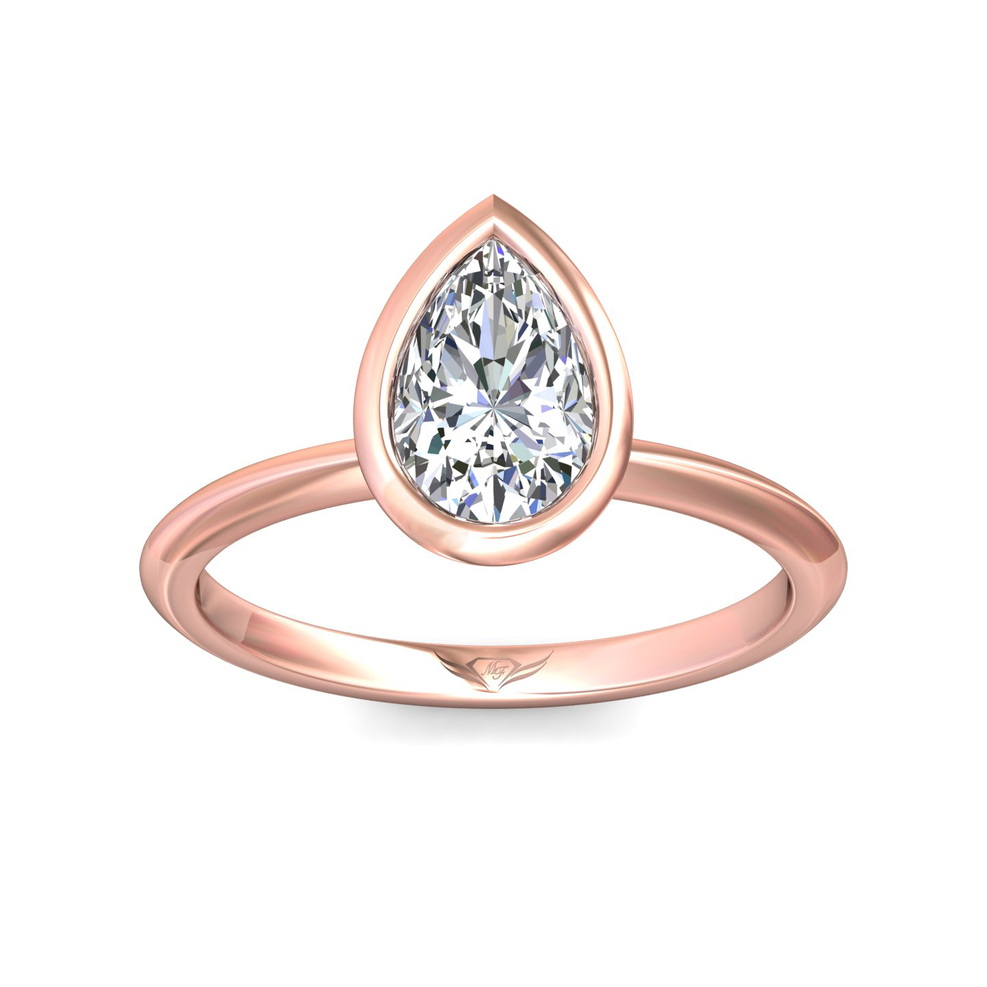18K Rose Gold Pear Shape Diamond Engagement Ring
