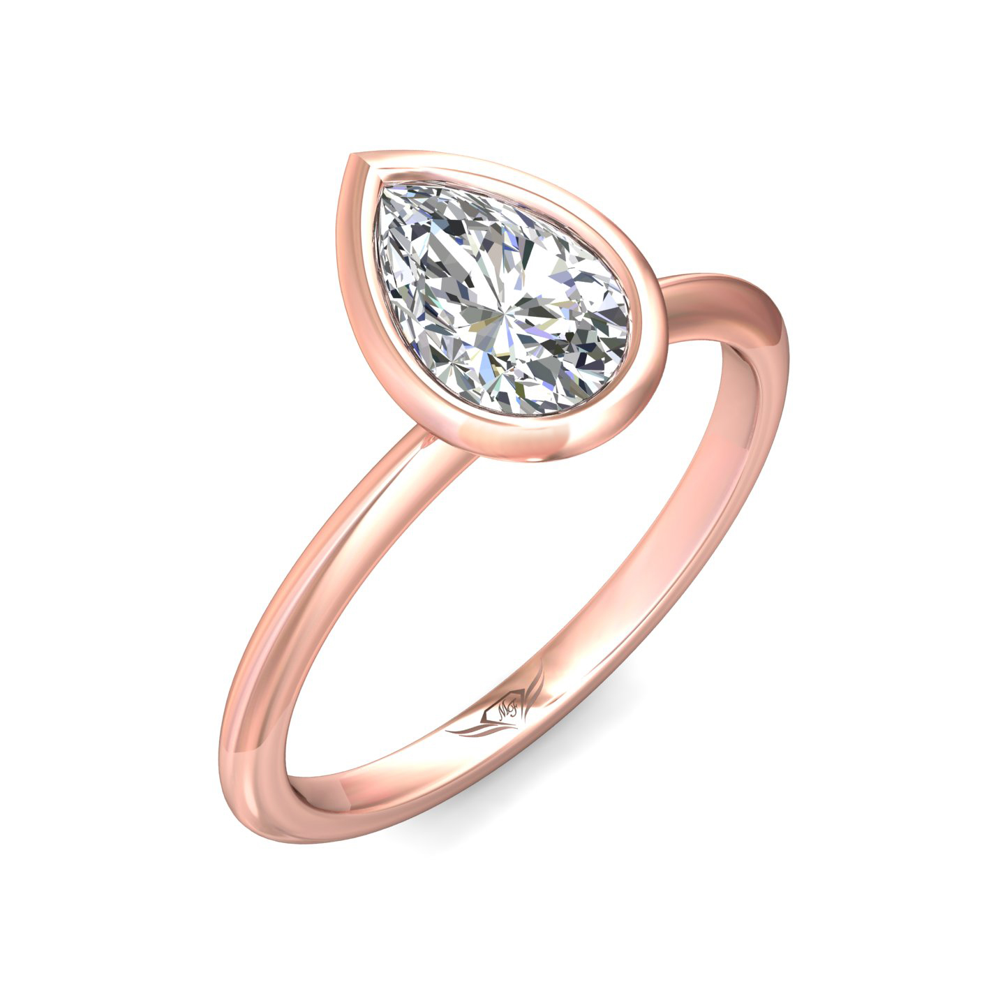 18K Rose Gold Pear Shape Diamond Engagement Ring